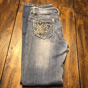 Miss Chic Faded Stone Washed Jeans w Rhinestone-9